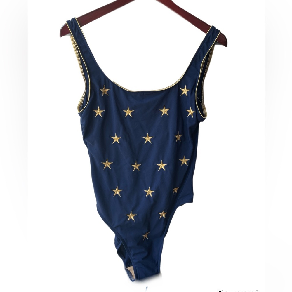 Elegant Navy One Piece with Gold Star Accents
